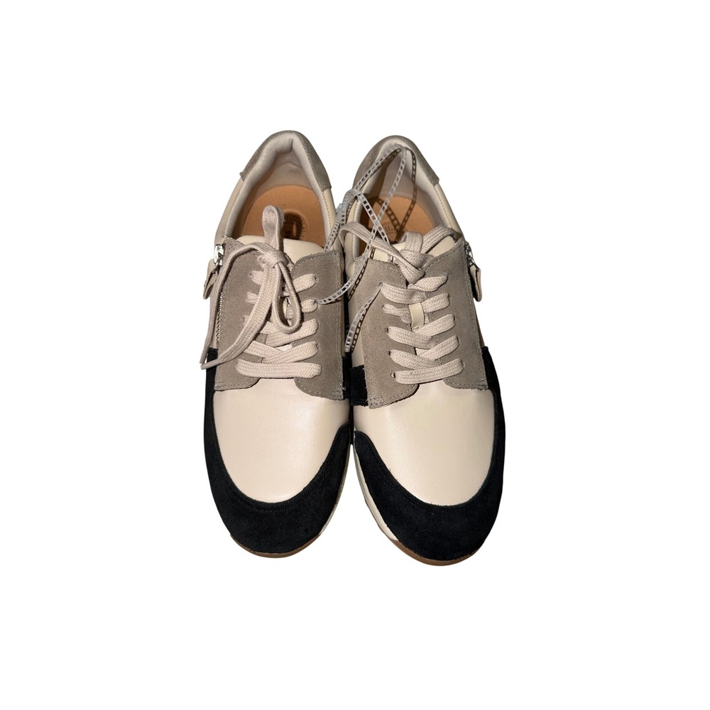 453. Brioso Mimi Women's Leather Zip Sneakers Rice/Black Size 8.5